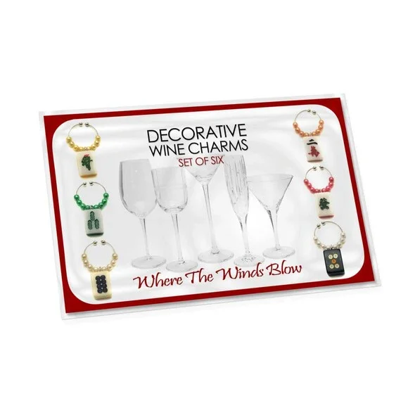 Mah Jongg Wine Charms Set of 6  Wine Glass Tags for Stem Glasses Mahjong - Picture 3 of 3
